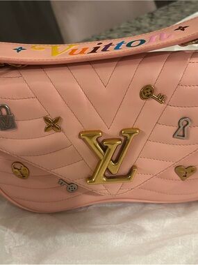Louis Vuitton Wave Pink Quilted Shoulder Bag with Gold LV Hardware